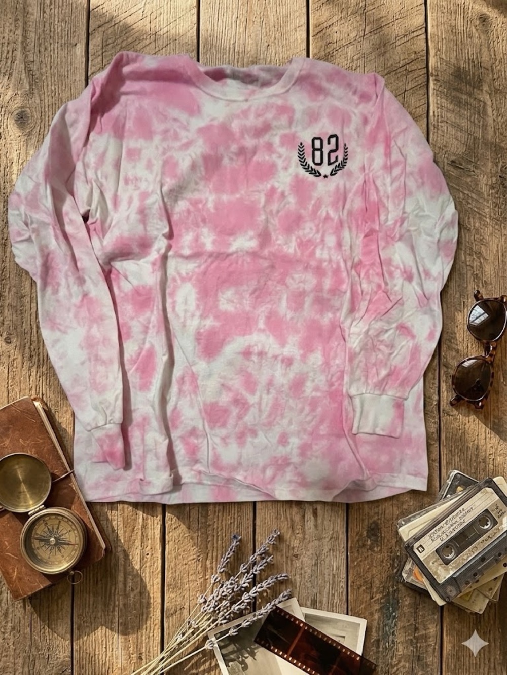 flirtitude Pink & White Tie-Dye Long Sleeve Tee